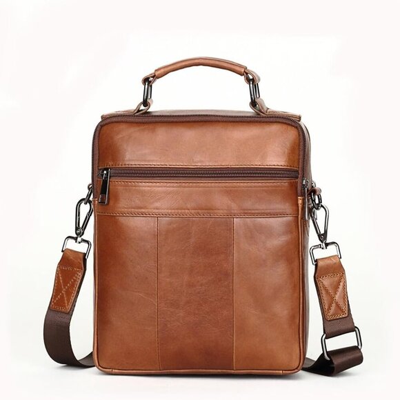 Men's Genuine Leather Messenger Shoulder Bag Handbag CrossBody Briefcase - Picture 2 of 7